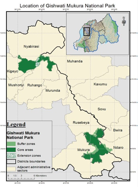 Map of Gishwati Mukura National Park